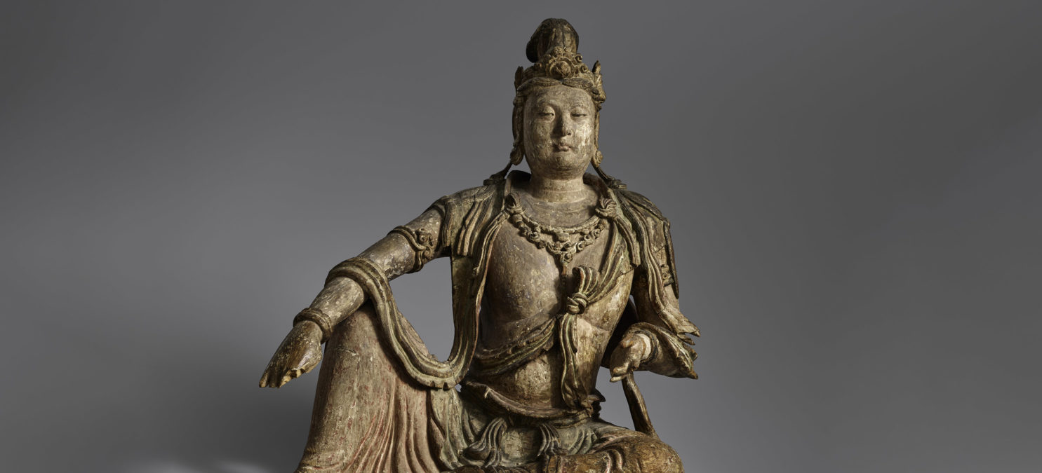 Image of wooden statue depicting Guanyin.
